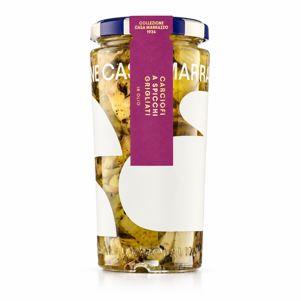 GRILLED SLICED CASTELLAMMARE PURPLE ARTICHOKES IN OIL